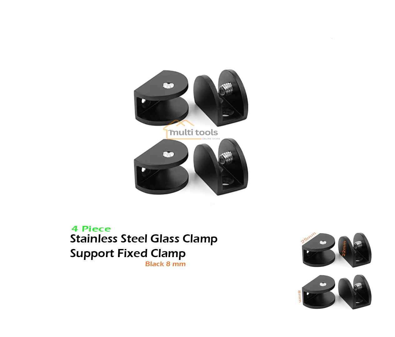 4-Pcs Stainless Steel Glass Clamp Support Fixed Clamp